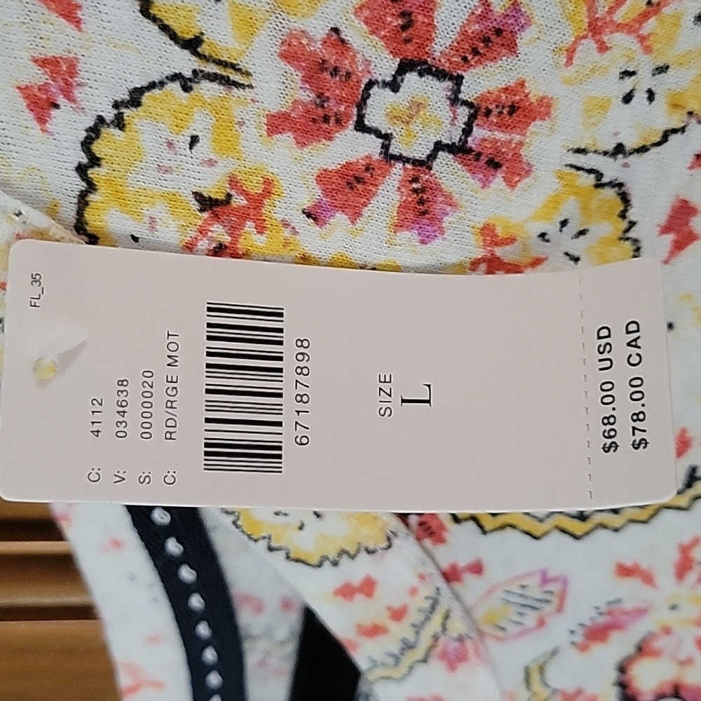 Anthropologie Pilcro Aztec Floral Cotton Linen Shirt Large New - Picture 3 of 8